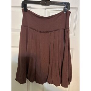 BCBGMAXAZRIA Brown Bubble Hem Pleated Mini Skirt XS Chocolate Jersey Knit Y2K